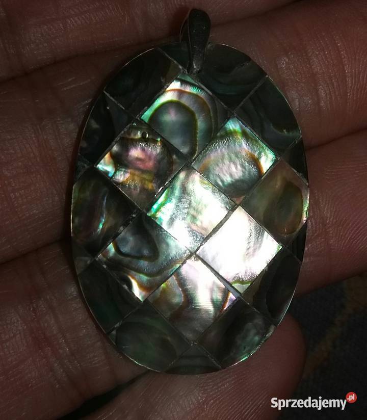 wisiorek mozaika muszla paua abalone srebro 925 sprzedam