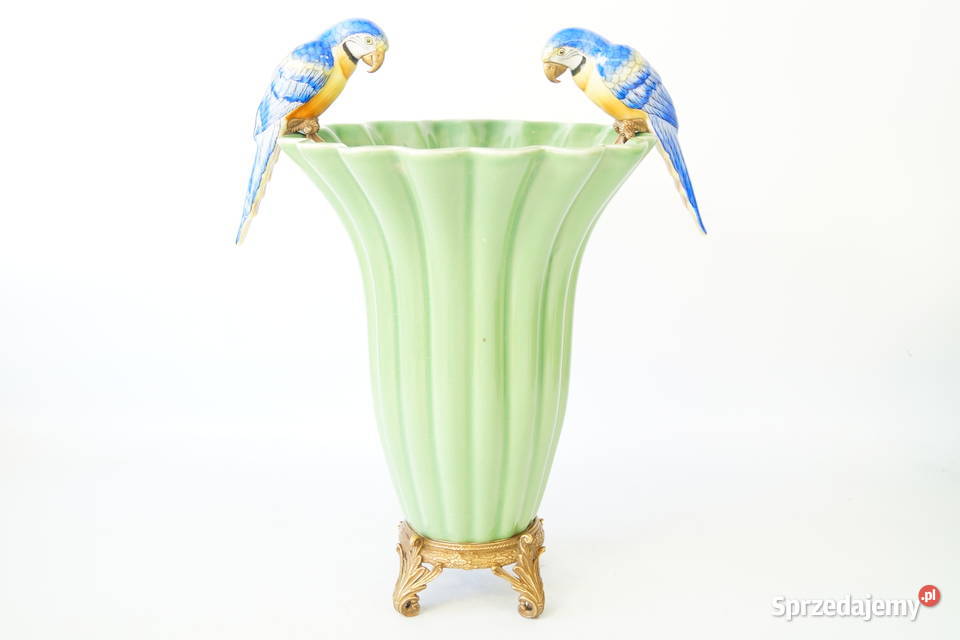 Porcelanowy wazon z papugami papugi porcelana z wielkopolskie Gizałki sprzedam