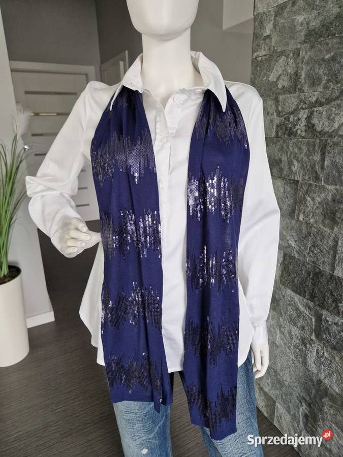 Granatowy szalik z cekinami Nowogard