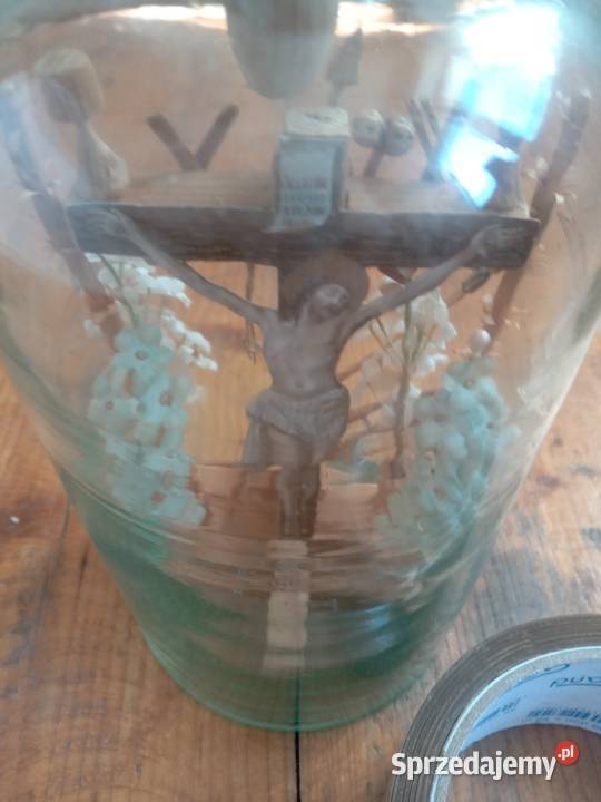 Sztuka ludowa Krucyfiks w butelce Gdów