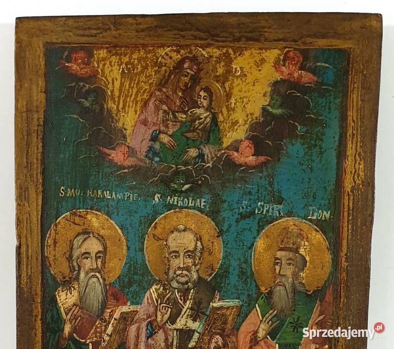 Ikona Święci Charłamp Mikołaj Spirydon 0189 Warszawa