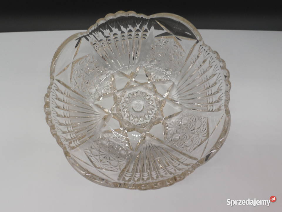 Masywna antyczna szklana misa z czasów PRLu Porcelana i szkło Raszków sprzedam
