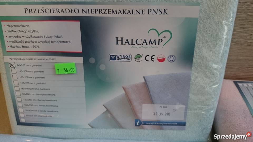 Prześcieradło 90x200 nieprzemakalne PNSK z Sprzęt medyczny Kielce