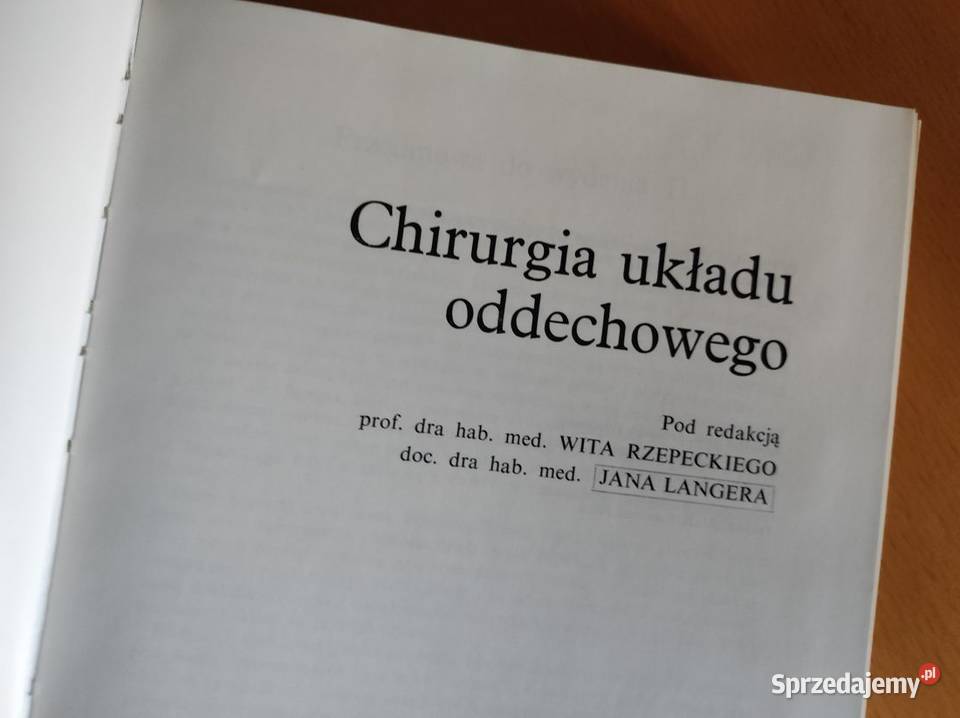 Chirurgia układu oddechowego Wit Rzepecki Jan Kielce sprzedam
