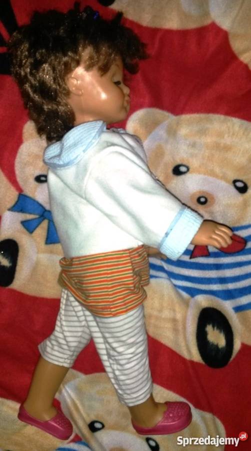 Duża stara lalka ZSRR chodzącaPRL dolnośląskie Ziębice