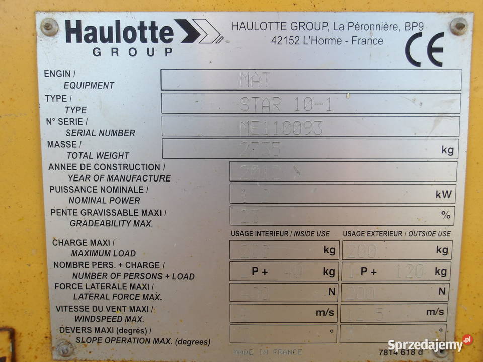 Podnośnik koszowy masztowy 10m Haulotte STAR 101 Pleszew