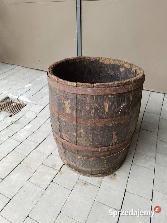 Zabytkowa drewniana beczka kwietnik ozdoba podkarpackie Przeworsk sprzedam