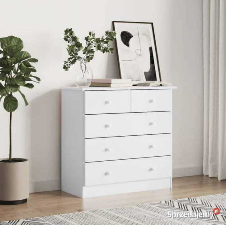 Komoda biała drewno sosnowe 77x35x73 Tychy