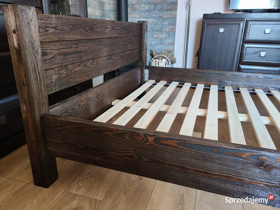 Nowe postarzane szczotkowane łóżko 140x200 Nisko