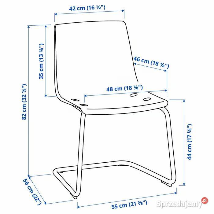 KRZESŁO IKEA TOBIAS niebieskie przezroczyste 82cm Kalisz