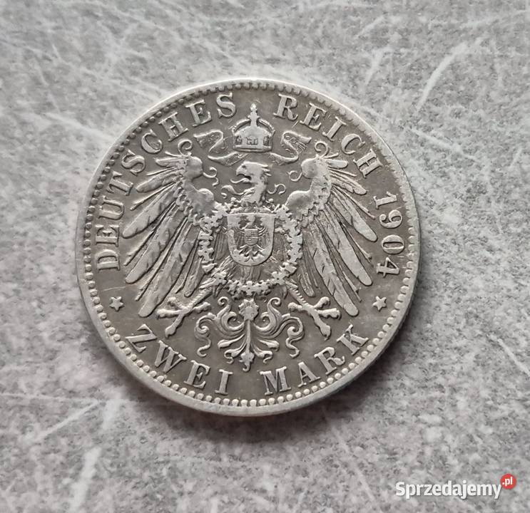 70 NIEMCY BAWARIA srebro 2 Marki 1904 r D Antyki, Sztuka, Kolekcje Wola Kruszyńska sprzedam