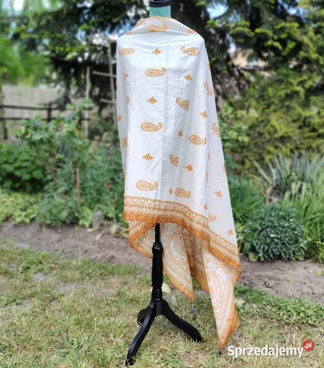 Duża chusta bawełna szal pareo kolor złoty Szczecin