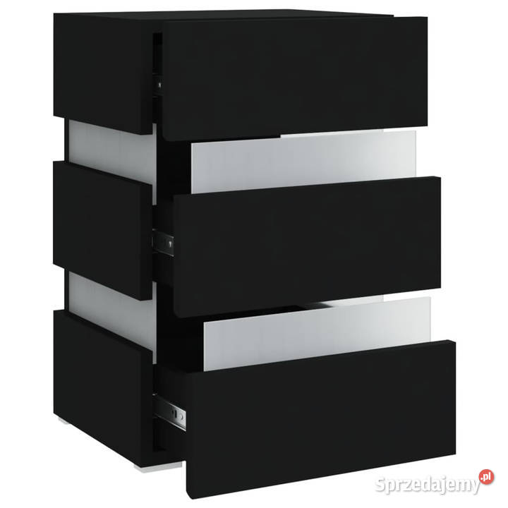 Szafka nocna z LED czarna 45x35x67 materiał Nocne mazowieckie Warszawa