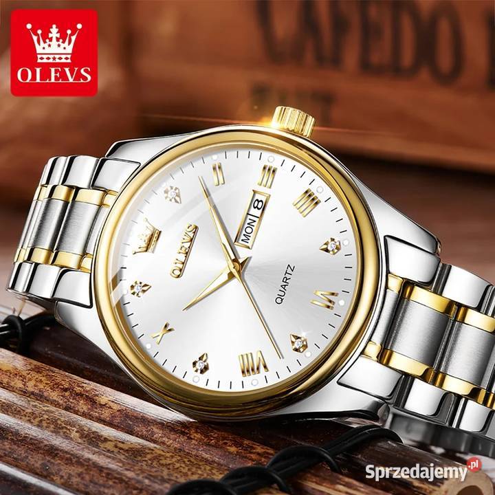 Klasyczny zegarek męski Olevs 40mm srebrno złoty Gorzów Wielkopolski