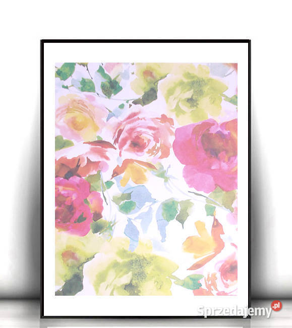 kolorowy plakat z kwiatami kwiaty plakat A4 boho wielokolorowy Białystok sprzedam