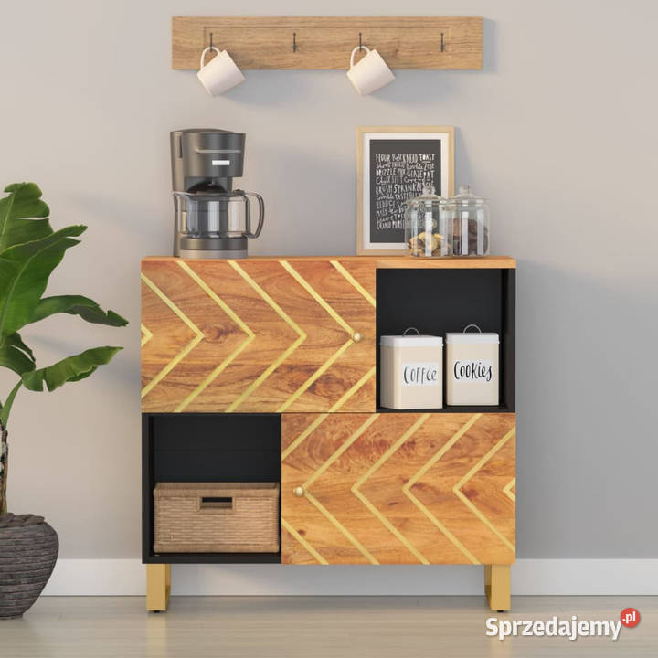 Szafka brązowoczarna 80x335x75 lite drewno mango