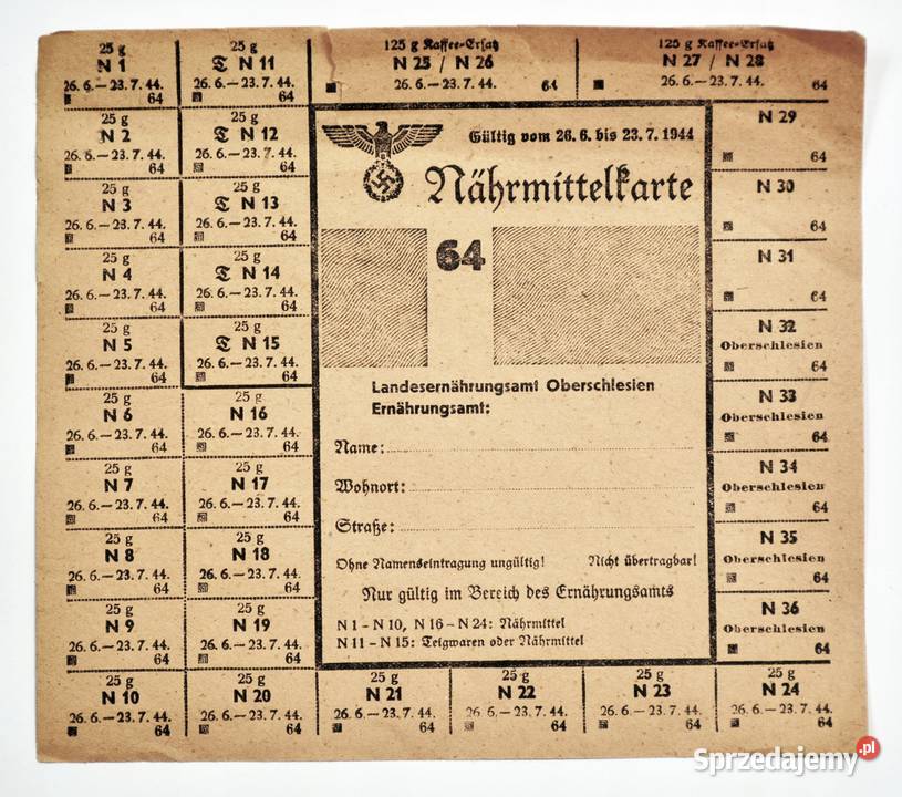 NIEMCY III RZESZA REGLAMENTACYJNA KARTKA Warszawa