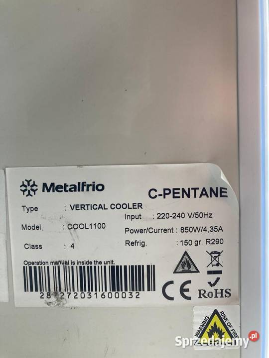 Chłodziarka szafa do napoi 124 1000 l Metalfrio Bydgoszcz