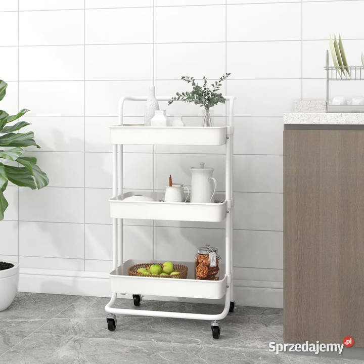 3poziomowy wózek kuchenny biały 42x35x85 żelazo Pozostałe Warszawa