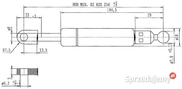 Sprężyna gazowa L256 mm 240N Stabilus CA595896 Kamionna