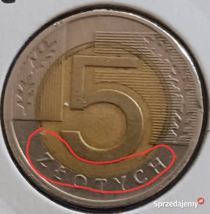 5 złotych 1994 r Destrukt skrętka przesunięcie wielkopolskie sprzedam