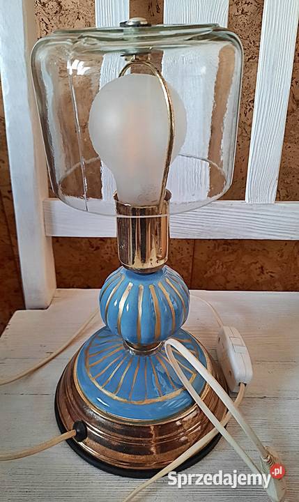 Lampa na stolik z kloszem 3 z PRL Ostrów Wielkopolski
