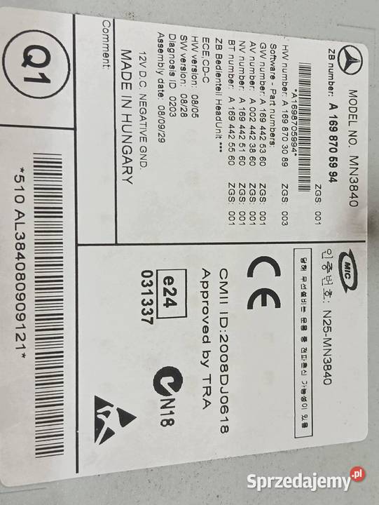 RADIO A1698705994 MercedesBenz Bklasa I 20052011