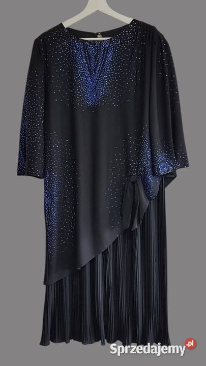 Damska długa elegancka sukienka plisowana czarna Chrzanów