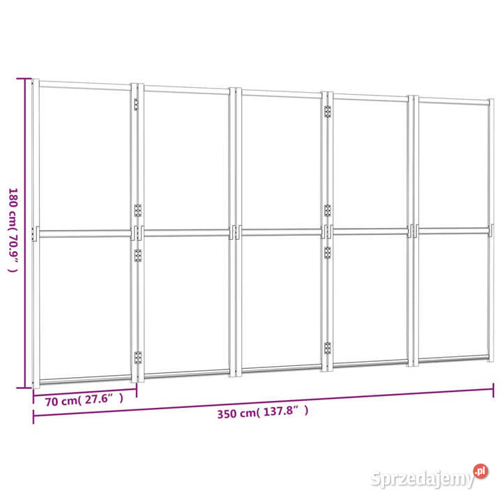 Parawan 5panelowy czarny 350 x 180 WM319181 Warszawa