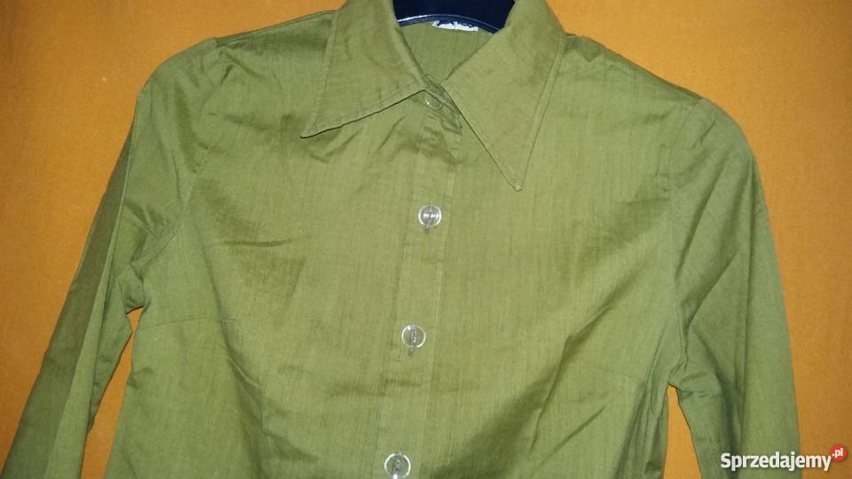 Koszula rozpinana khaki bawełna S łódzkie Łódź