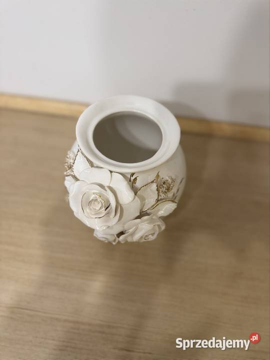 Elegancka ręcznie zdobiona ceramiczna waza Nowy Tomyśl