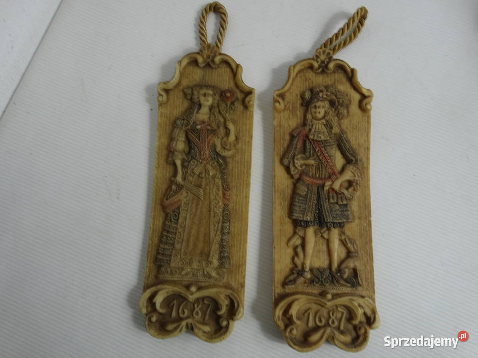 Unikalne płaskorzeźby woskowe Vintage Dama i Biłgoraj