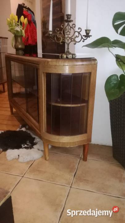 Witryna komoda prl retro vintage czarne szklo Gdańsk