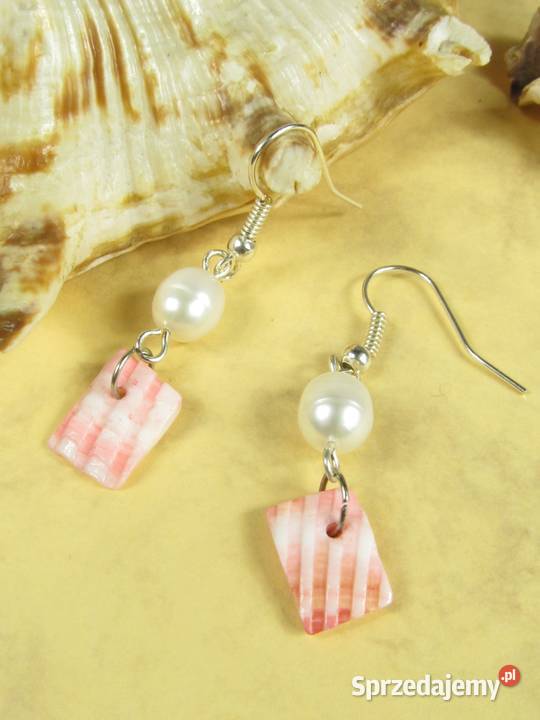 Naszyjnik bransoletka kolczyki zestaw biały róż