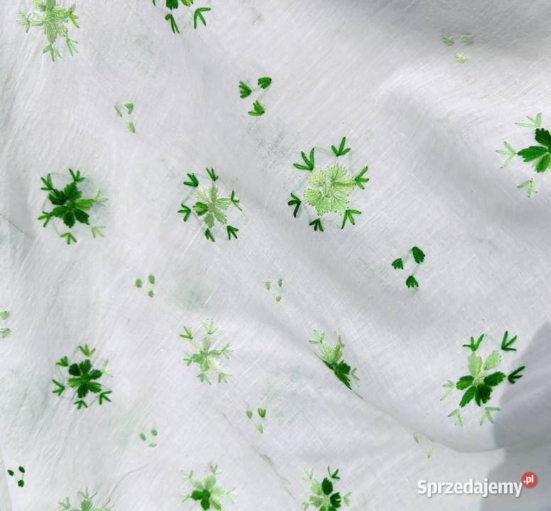 Duża chusta szal dupatta haftowana biała bawełna Szczecin