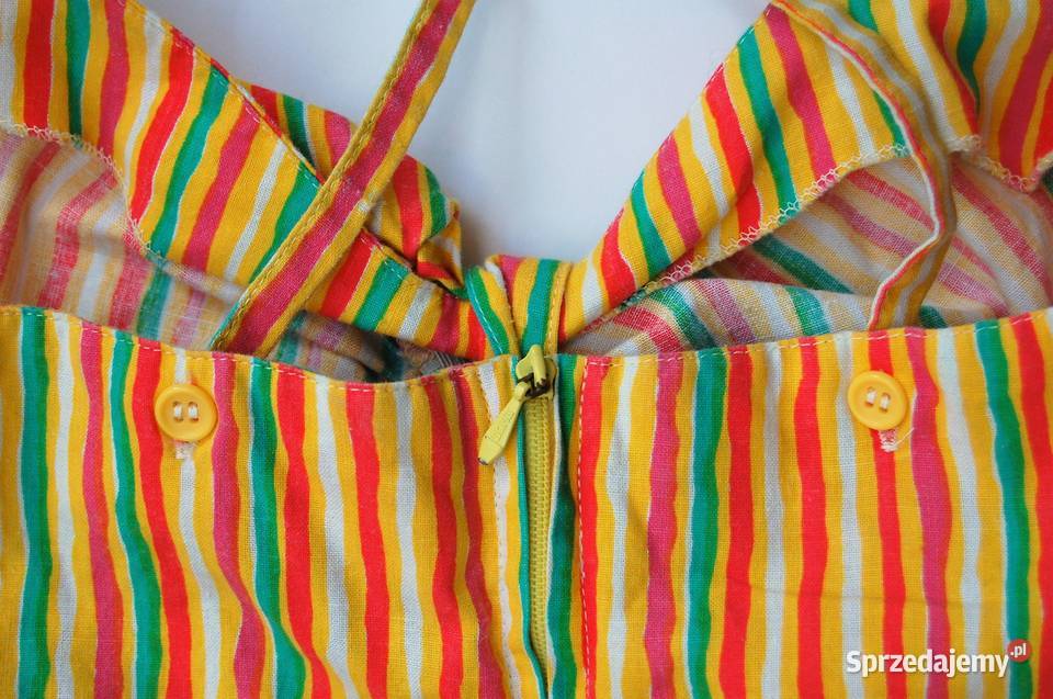 Sukienka vintage paski bawełna VDN Szwecja 60 70 Długość Midi Lublin
