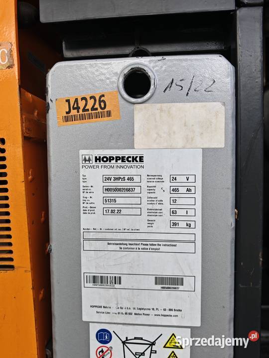 Bateria trakcyjna 24V 465 Ah375Ah395Ah Łańcut