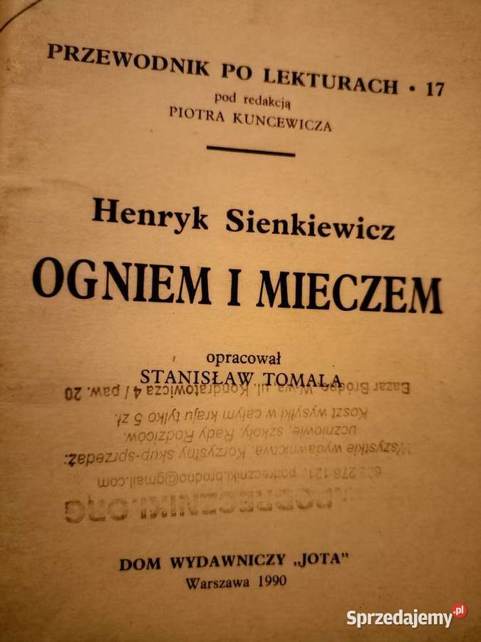 Ogniem i mieczem Sienkiewicz analizy literatury Warszawa sprzedam