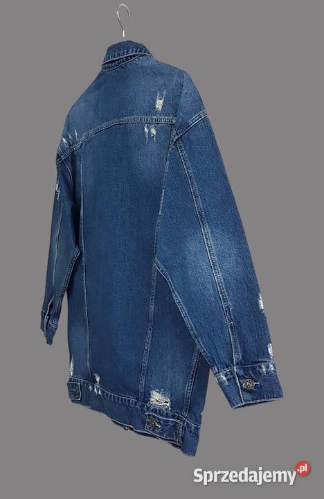 Damska długa kurtka jeansowa katana granatowa Chrzanów