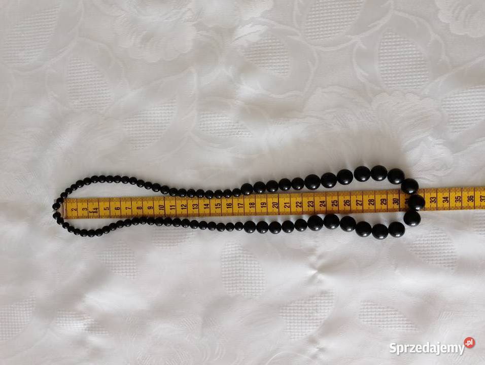 KORALE czarne na żyłce zakładane głowę vintage Złotniki