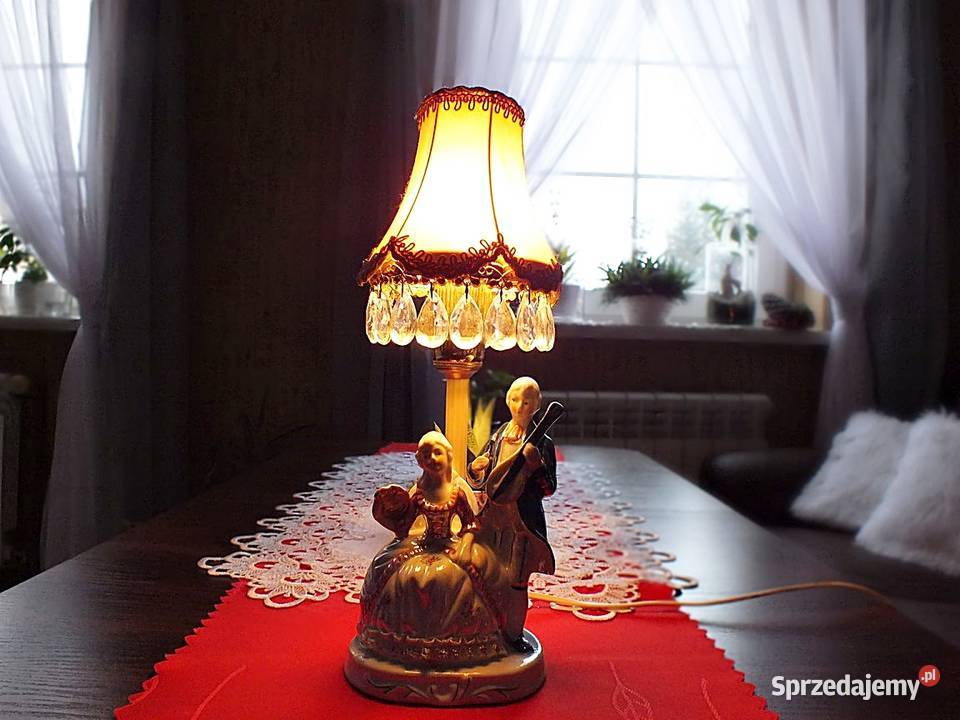 Stara porcelanowa lampka nocna z kryształami lubuskie