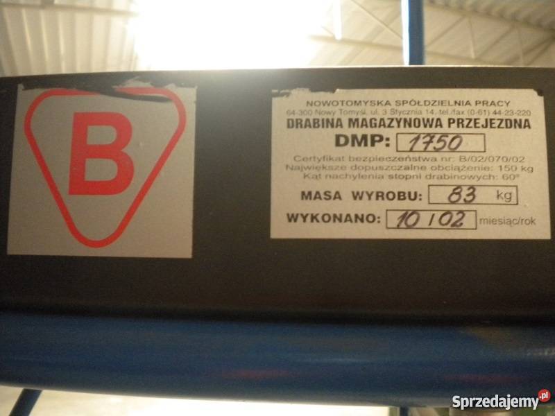 Drabiny magazynowe przejezdne firmy PROMAG wielkopolskie Sady