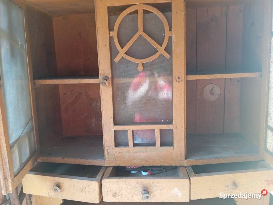 Kredens drewniany PRL vintage do renowacji Białobrzegi sprzedam