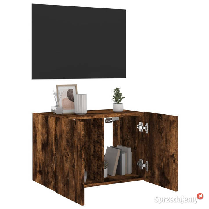 Ścienna szafka TV z LED przydymiony dąb 60x35x41 mazowieckie