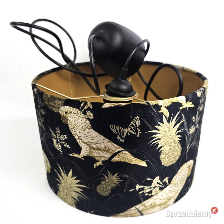 Glamour abażur cylinder ciemno zielony welur Bronisze