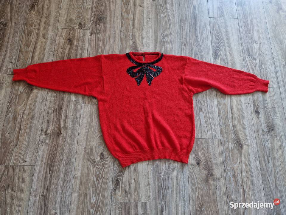 swetr czerwony z kokardą cekiny 4244 XLXXL Kraków