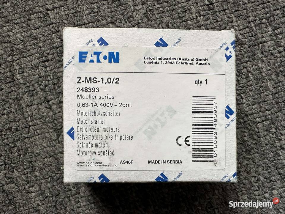 Wyłącznik silnikowy 2biegunowy ZMS102 Eaton łódzkie Łódź