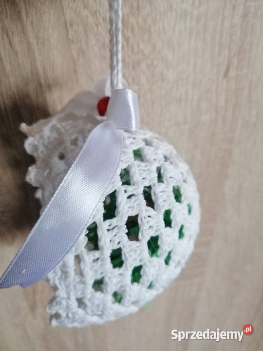 Zawieszka świąteczna szydelkowa na choinkę biały Boże Narodzenie Katowice