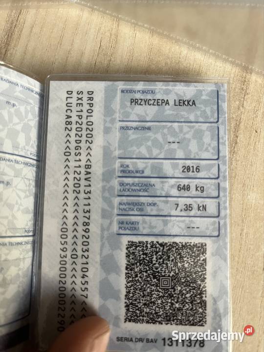 Przyczepa lekka 750 zarejestrowana Dzierżoniów