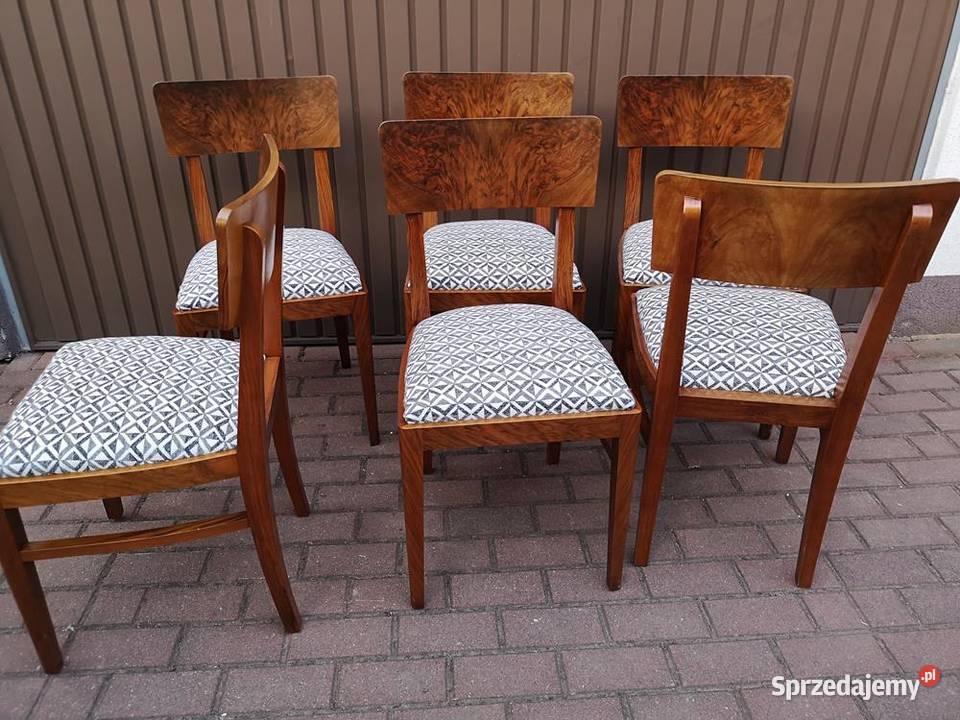 Krzesła ARTDECO Orzech Stare Antyk Komplet 6 Swarzędz